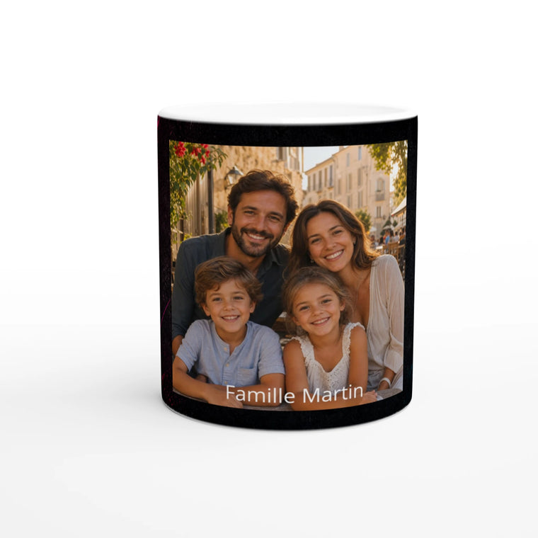 Mug personnalisé avec photo de famille et nom, cadeau NÉON