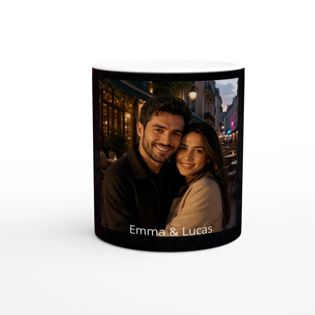 Mug personnalisé avec photo de couple et prénoms, cadeau romantique NÉON