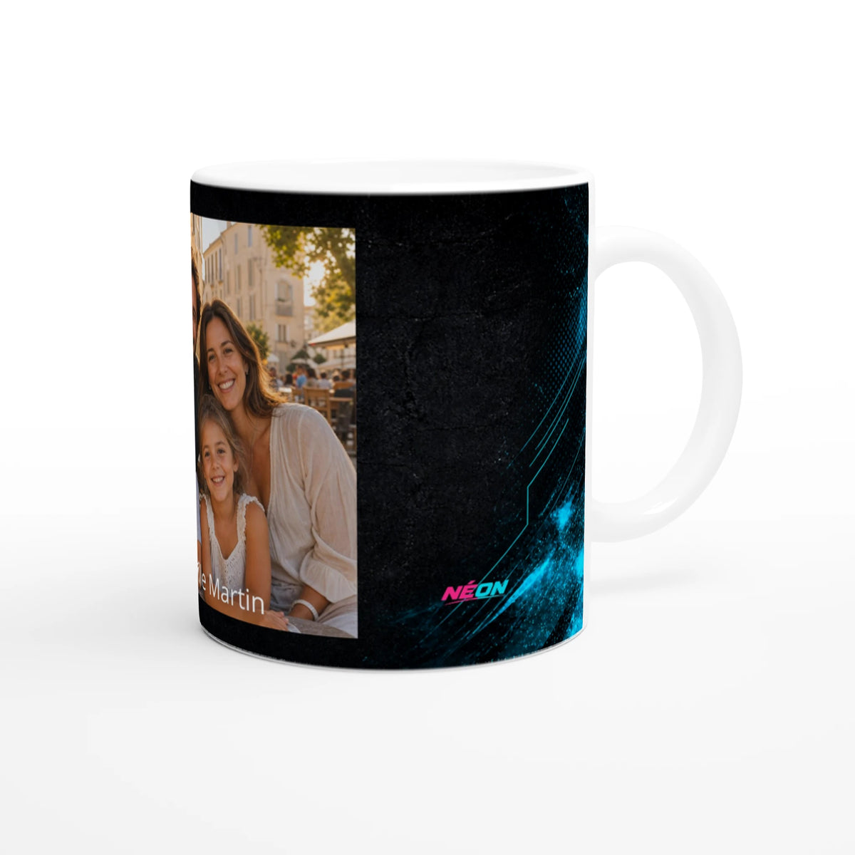 Mug personnalisé avec photo de famille et nom, cadeau NÉON