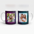 Duo de mugs personnalisés NÉON avec photo et prénoms - mug couple et mug famille